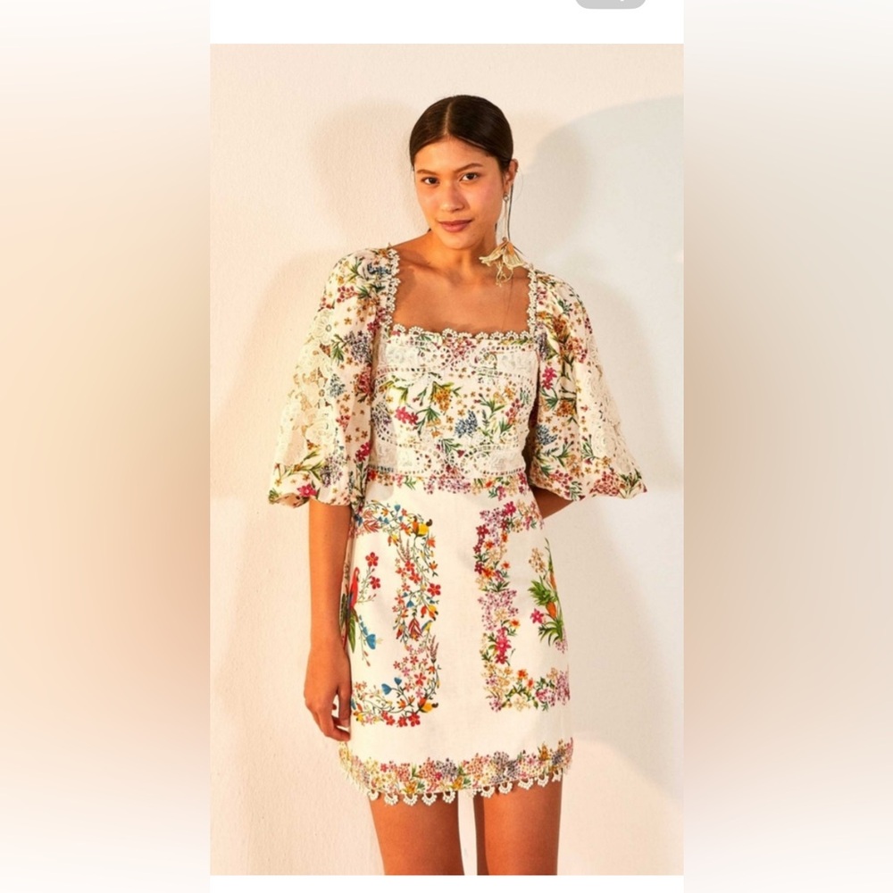 NWT Farm RIO Women's Size Large Delicate Forest Scarves Mini Dress